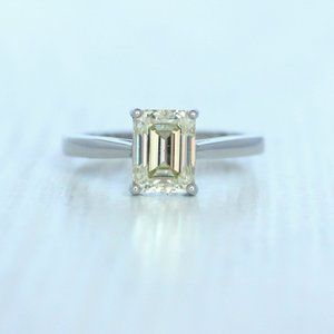 Emerald Cut Solitaire cathedral ring